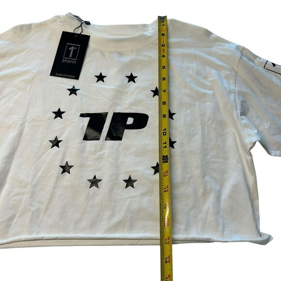 1st Phorm Women’s M Long Sleeve Crop Top‎ White Relaxed Fit Pump Cover New - Picture 3 of 7